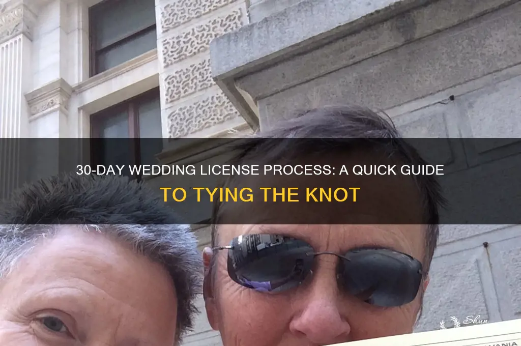 how wedding license process 30 days