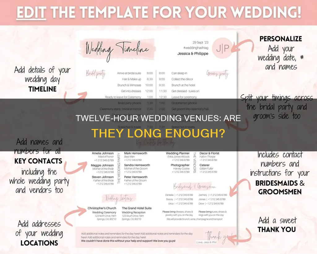 is 12 hour venue long enough for wedding
