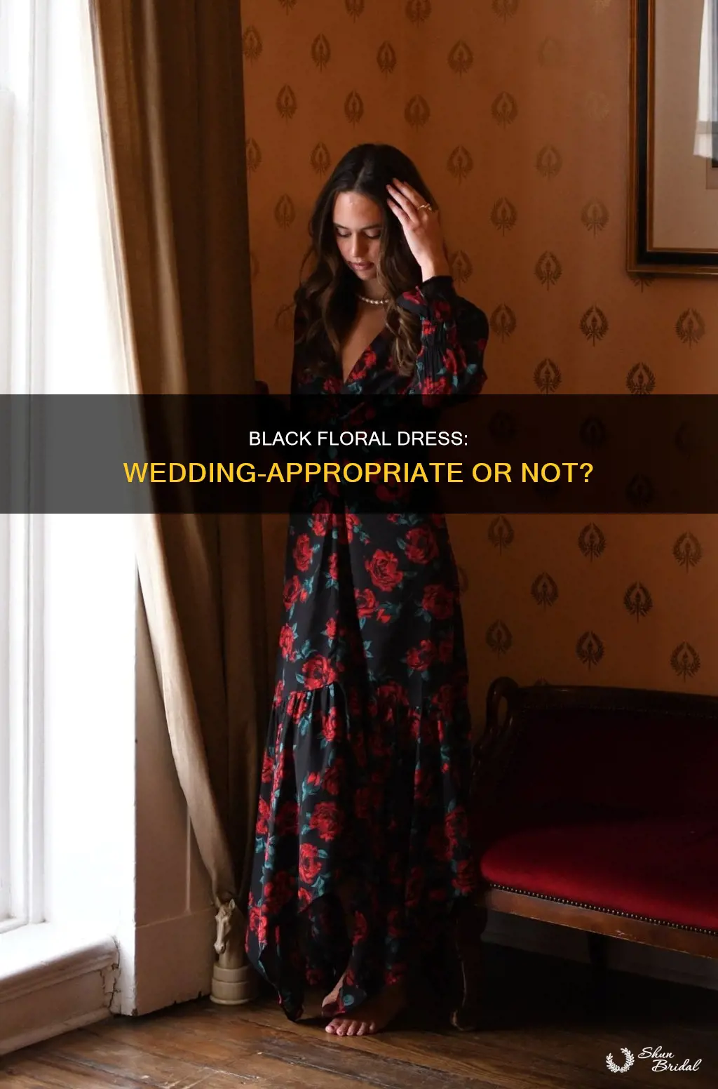 is a black floral dress appropriate for a wedding