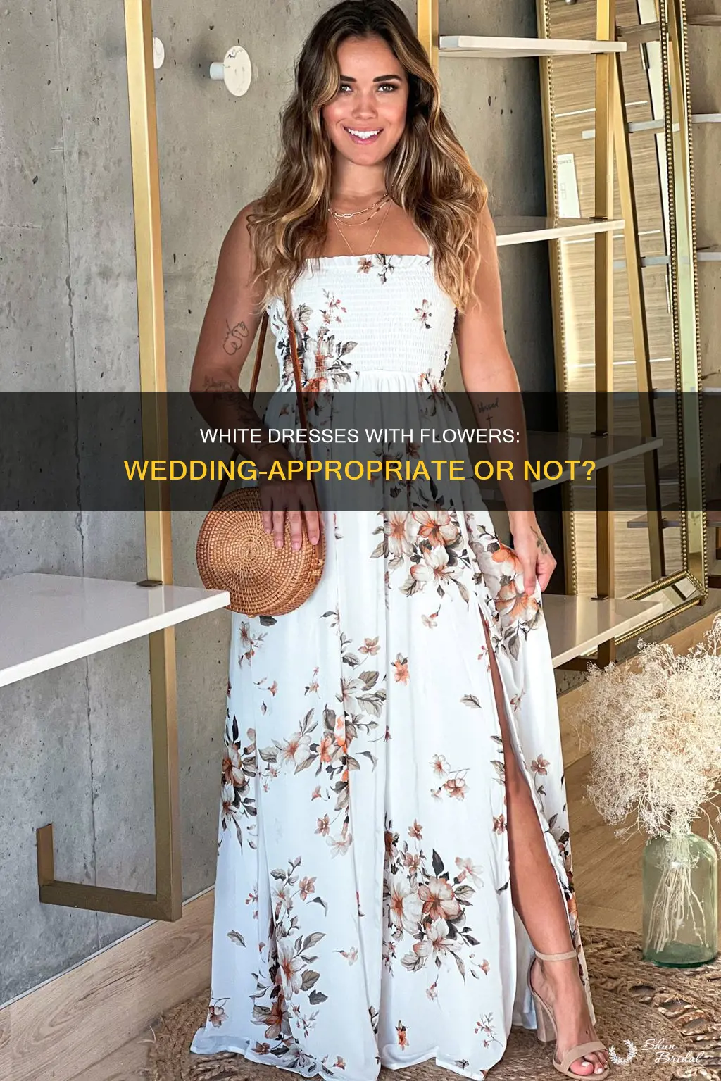 is a white dress with flowers appropriate for a wedding