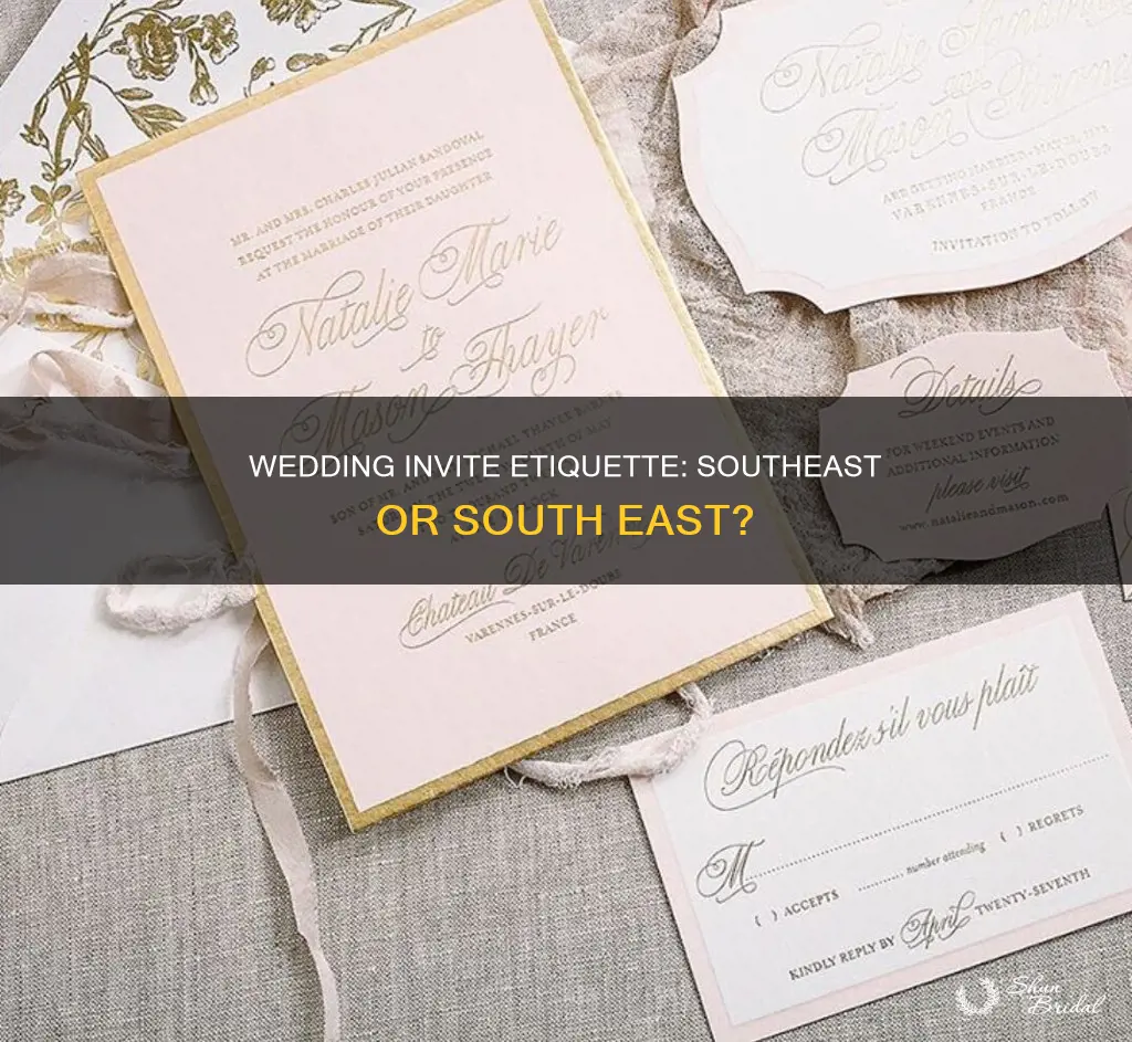 is it southeast or south east on wedding invite