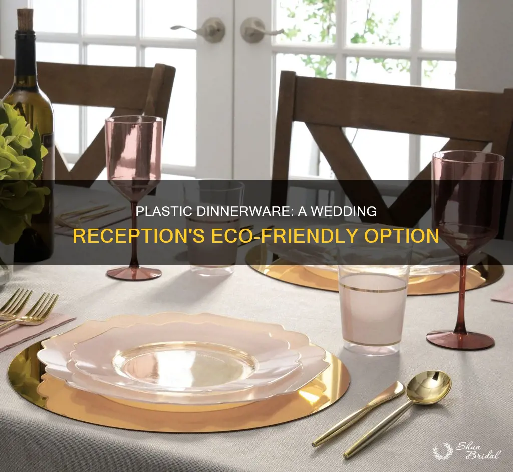 is plastic dinnerware at a wedding reception