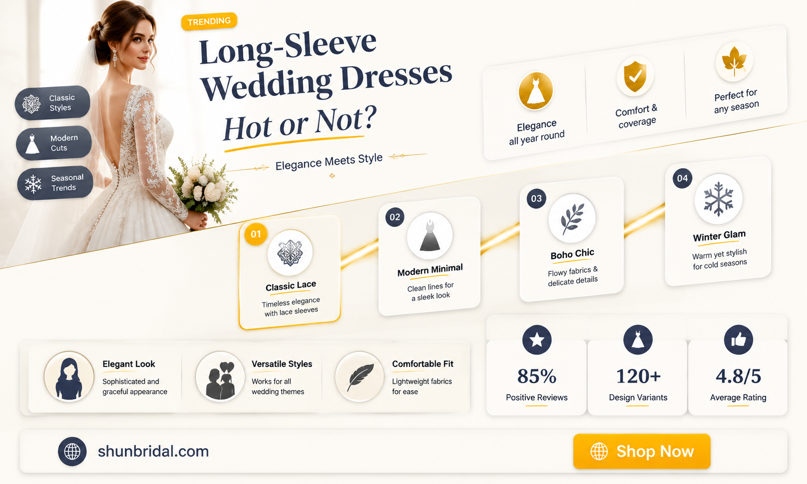 are long sleeve wedding dresses hot