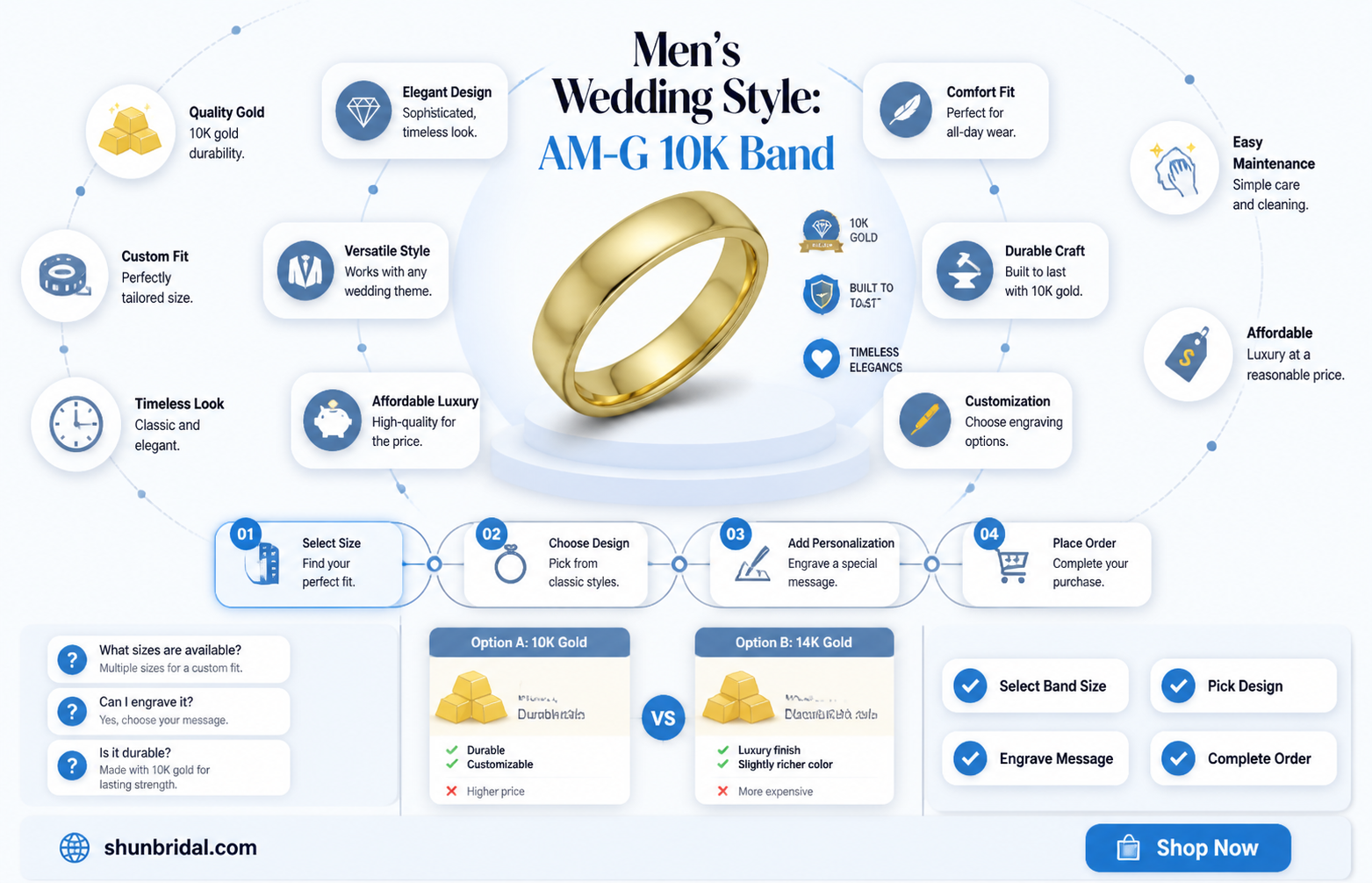 am-g 10k mens wedding band