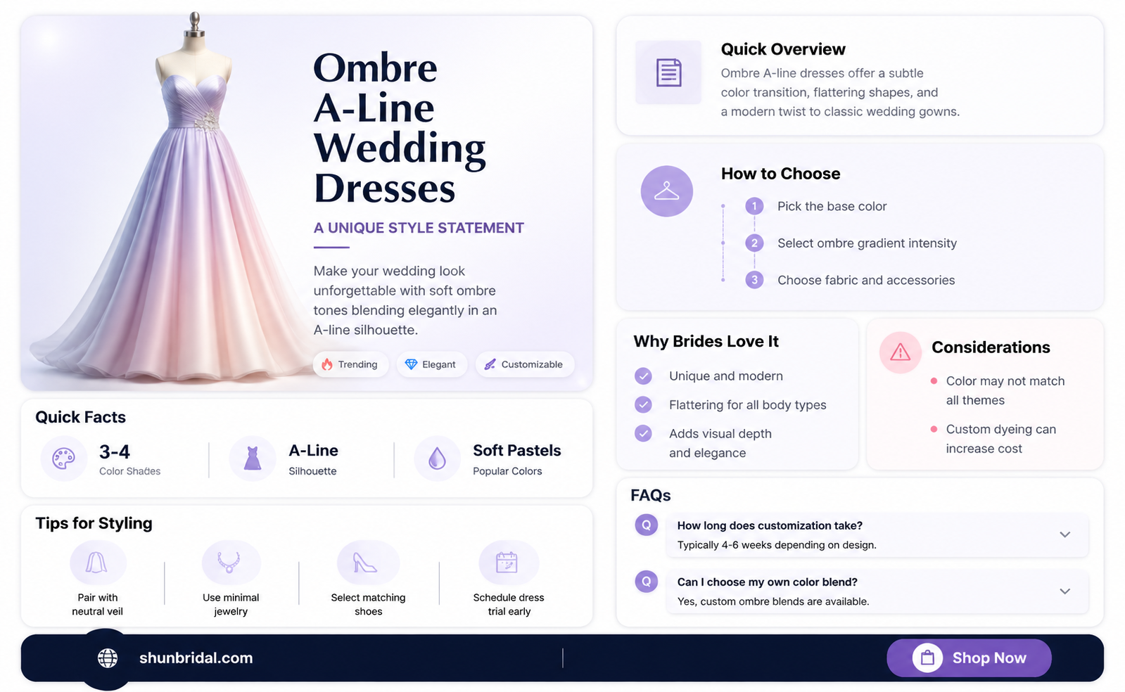 a-line ombre wedding dress