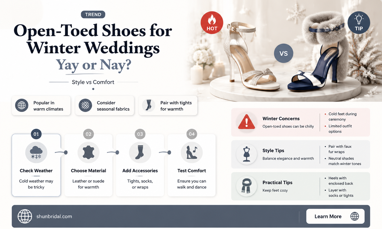 are open toed shoes okay for winter wedding