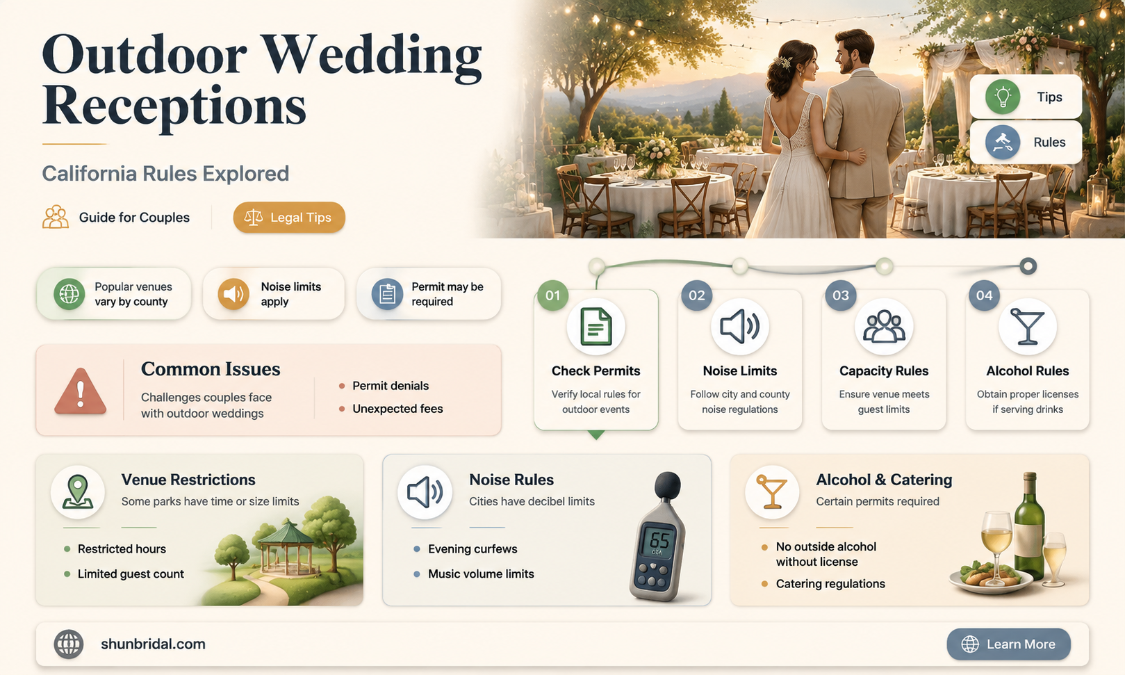 are outdoor wedding receptions allowed in California