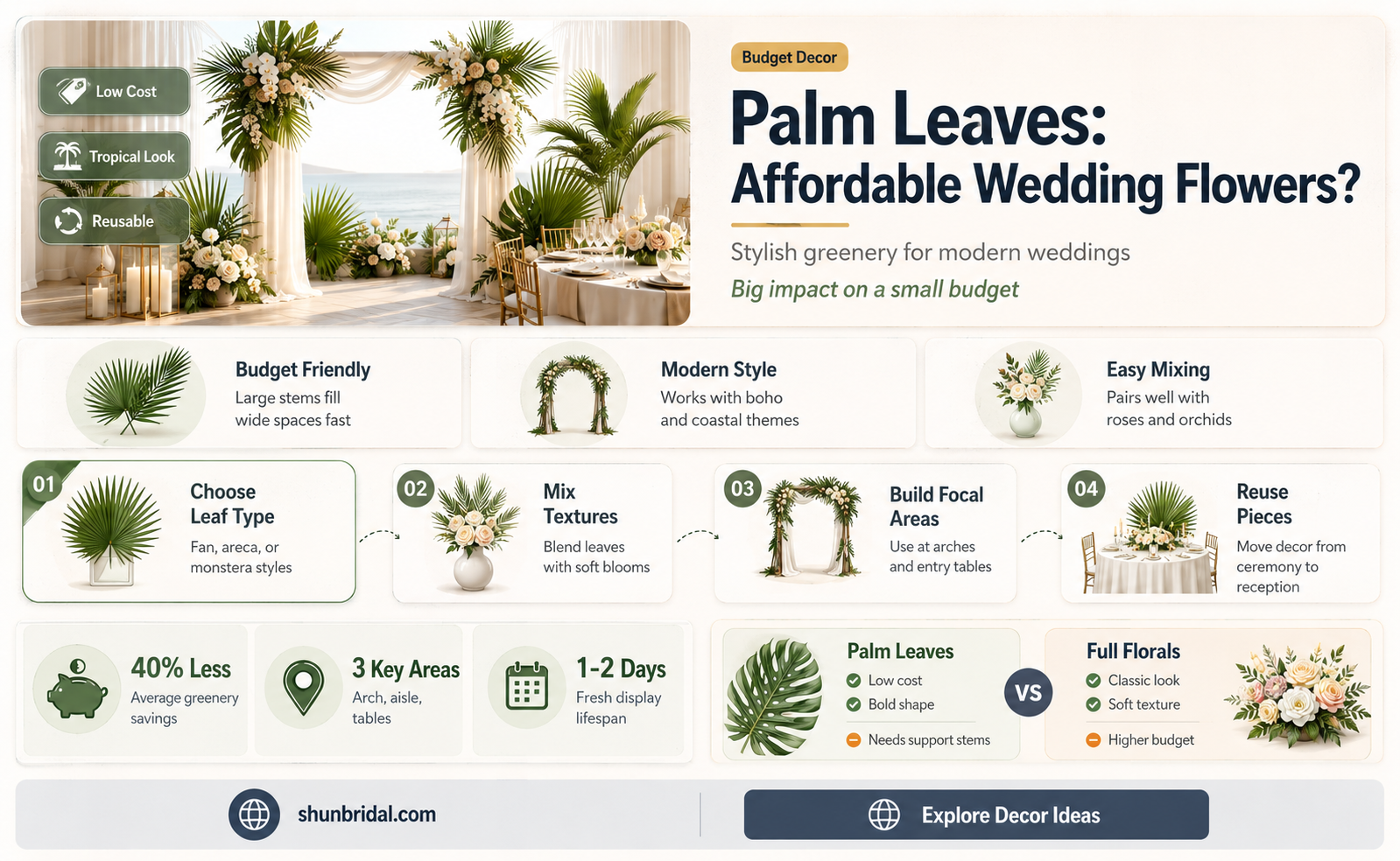 are palm leaves cheap wedding flowers