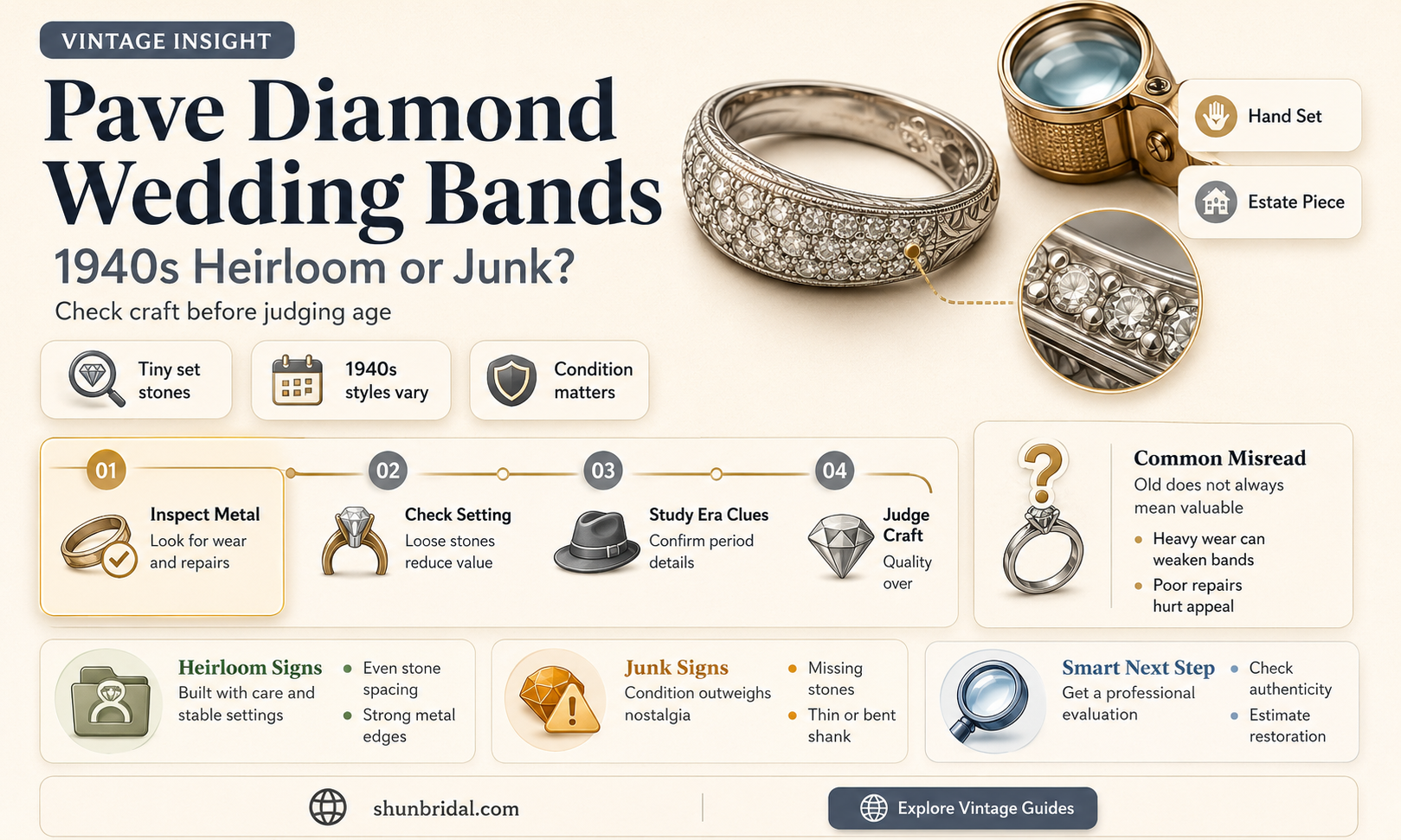 are pave diamond 1940s wedding band worth anything