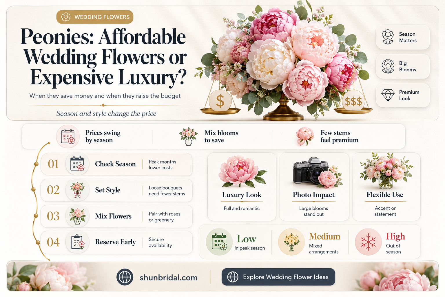 are peonies expensive wedding flowers