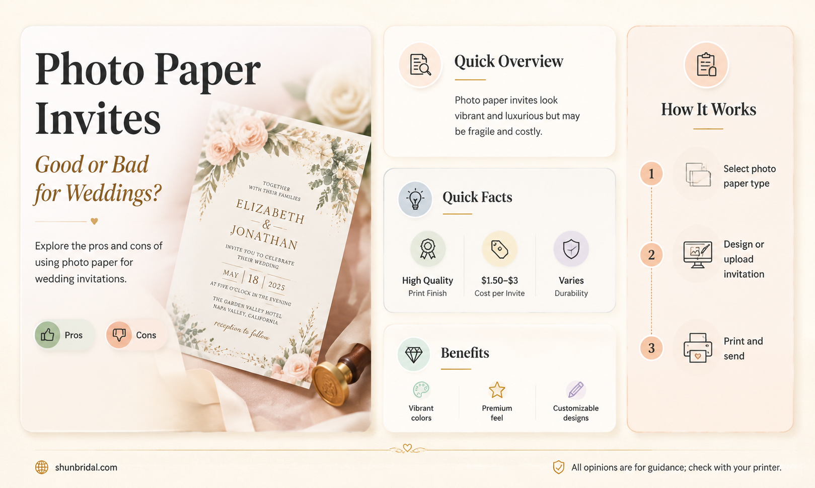 are invitations on photo paper bad for a wedding