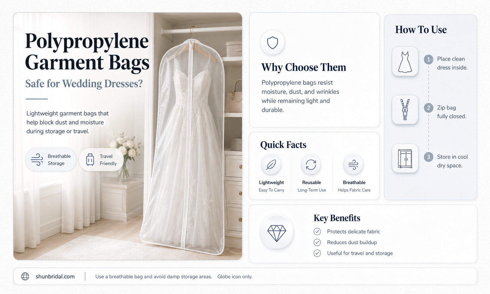 are polypropylene garment bags good for wedding dresse