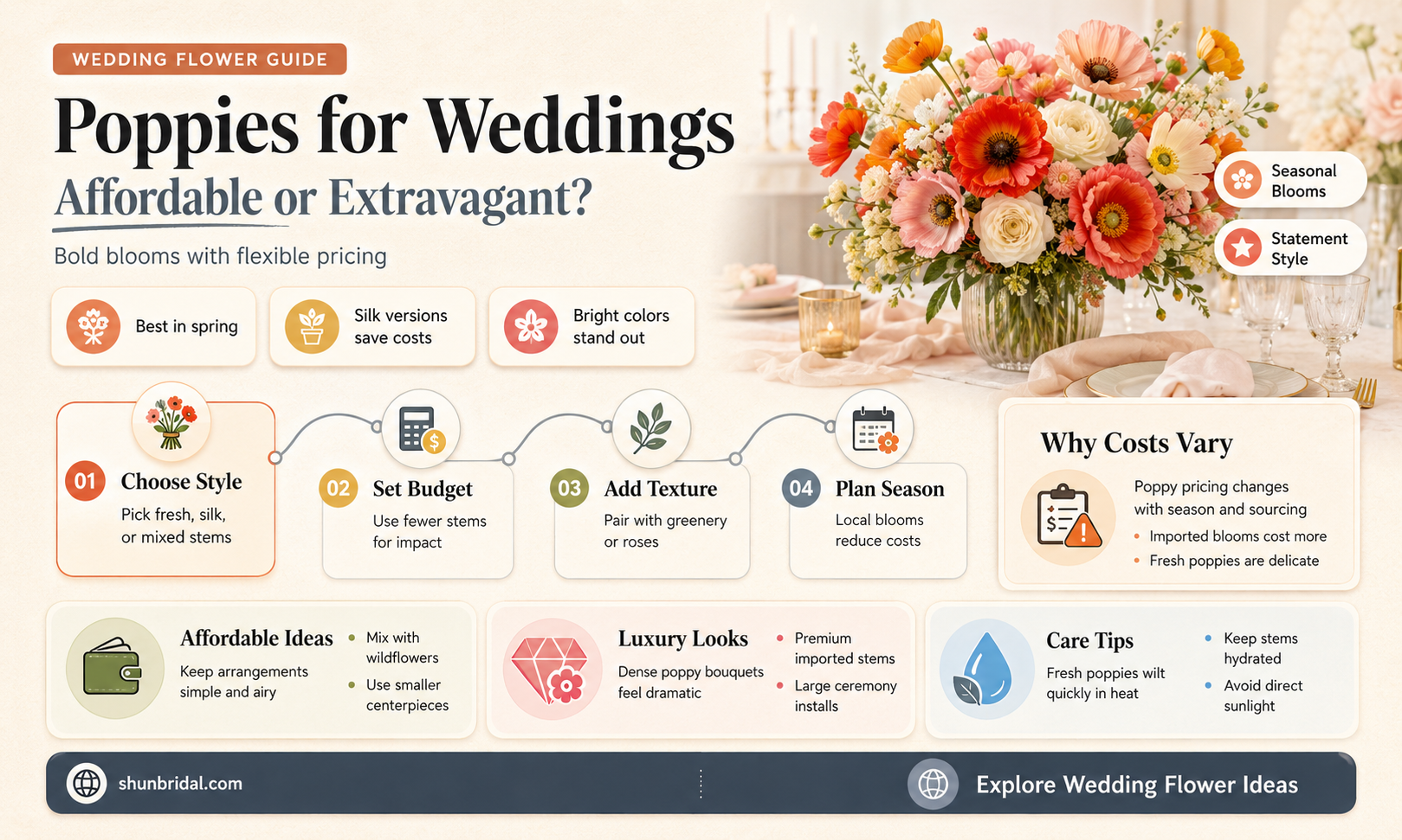 are poppies expensive for weddings