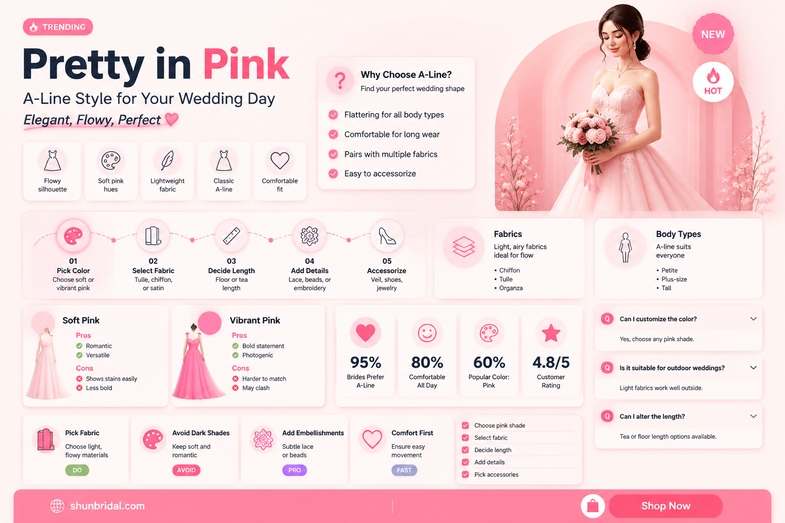 a-line pink wedding dress