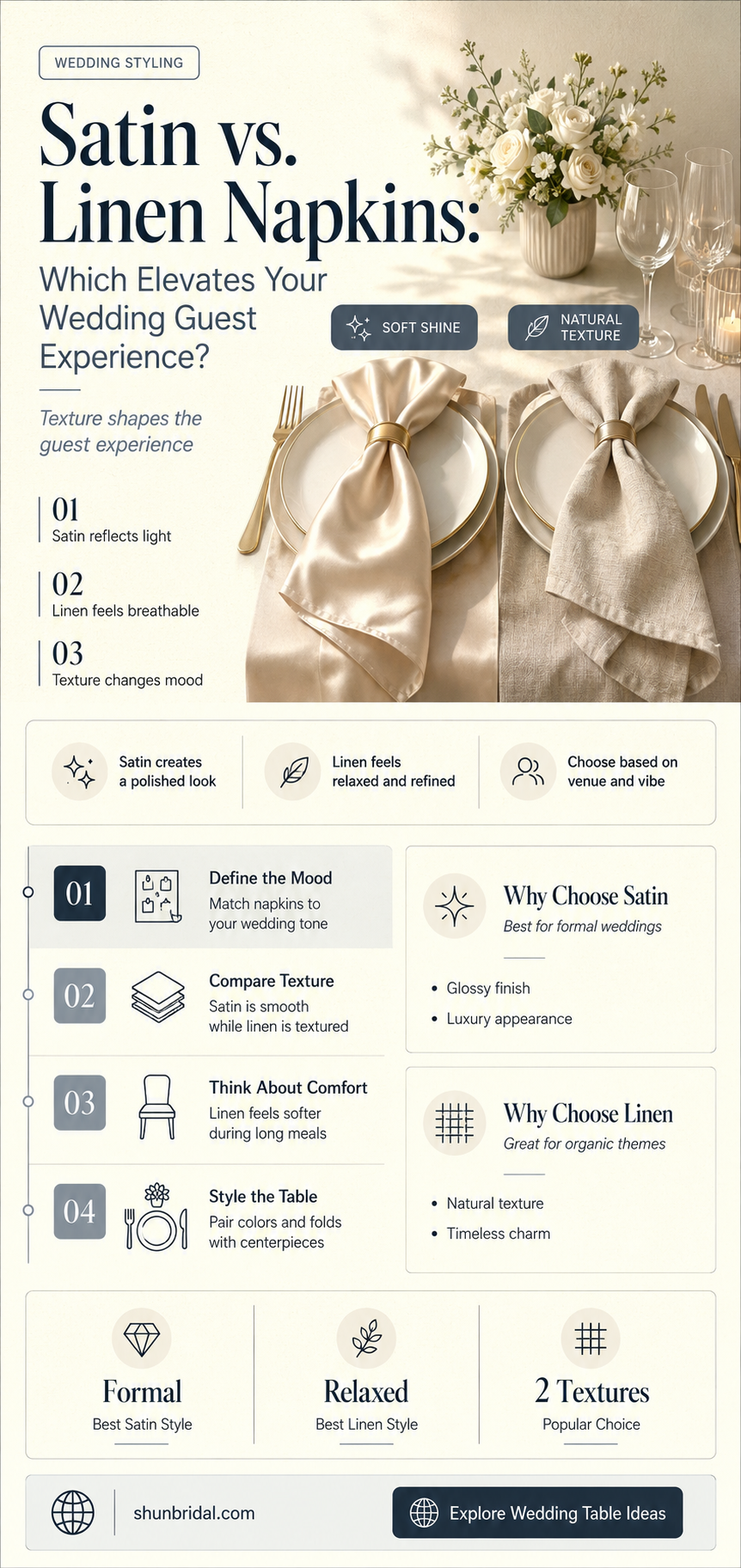 are satin or linen napkins better for wedding guests