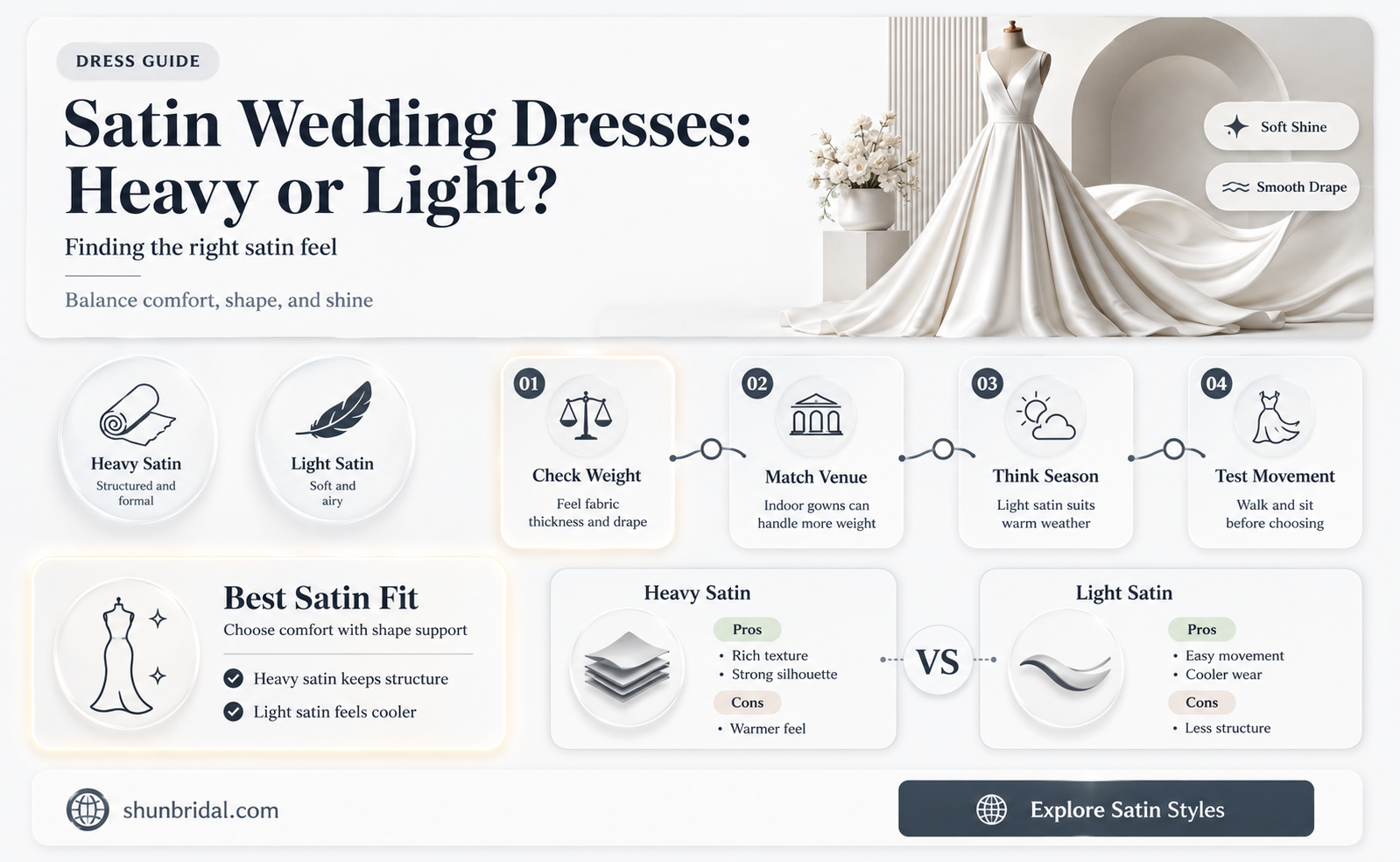 are satin wedding dresses heavy