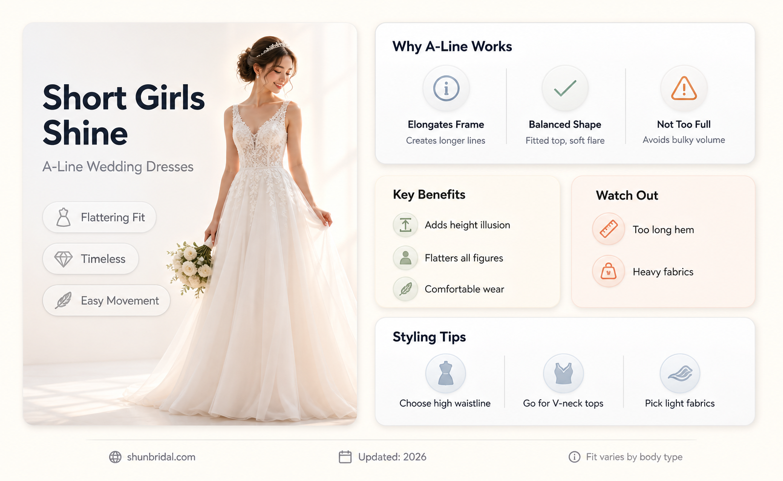 a-line wedding dress for short girls