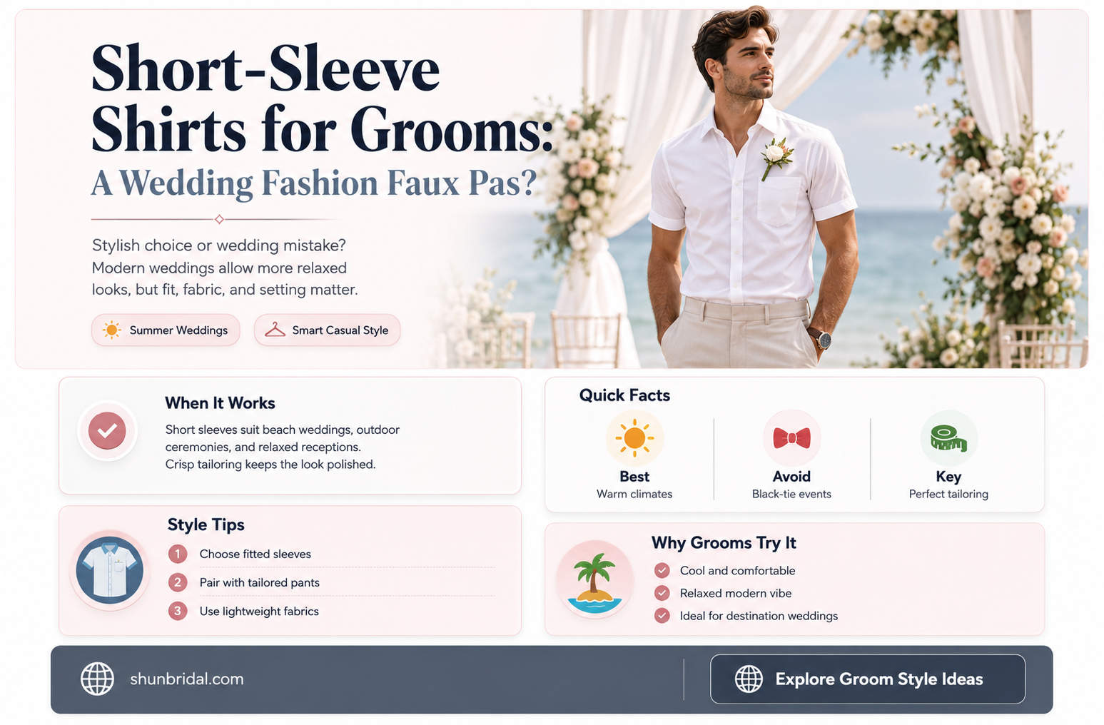 are short sleeve shirts for men ok for wedding