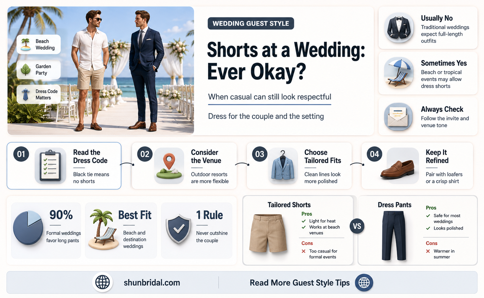 are shorts acceptable at a wedding