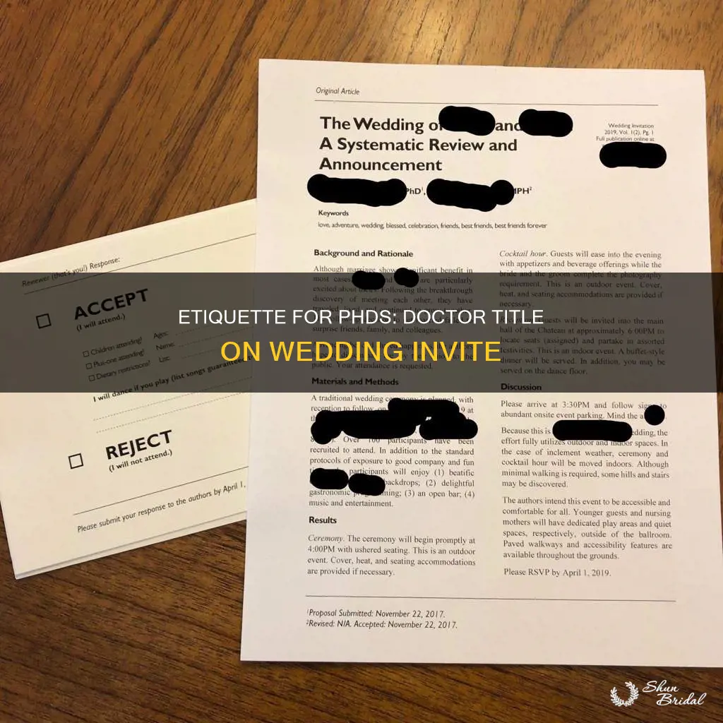 should a phd put doctor on wedding invite