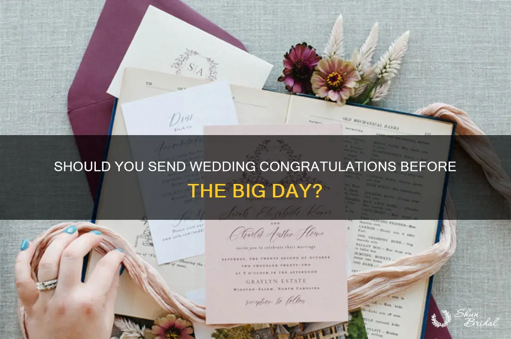 should a wedding congratulation card be sent before wedding