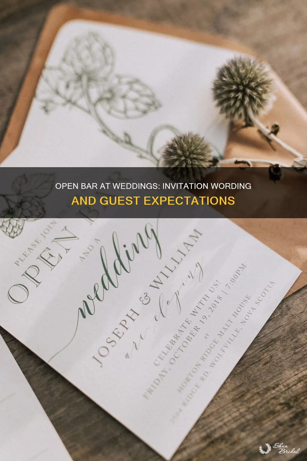 should a wedding invitation include open bar