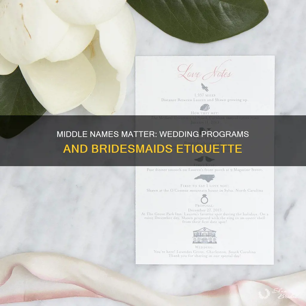 should bridesmaids middle names go on wedding program