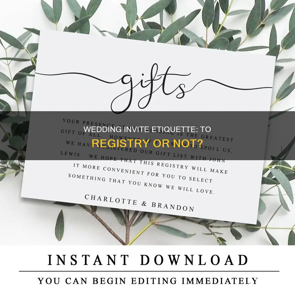 should registry be on wedding invite