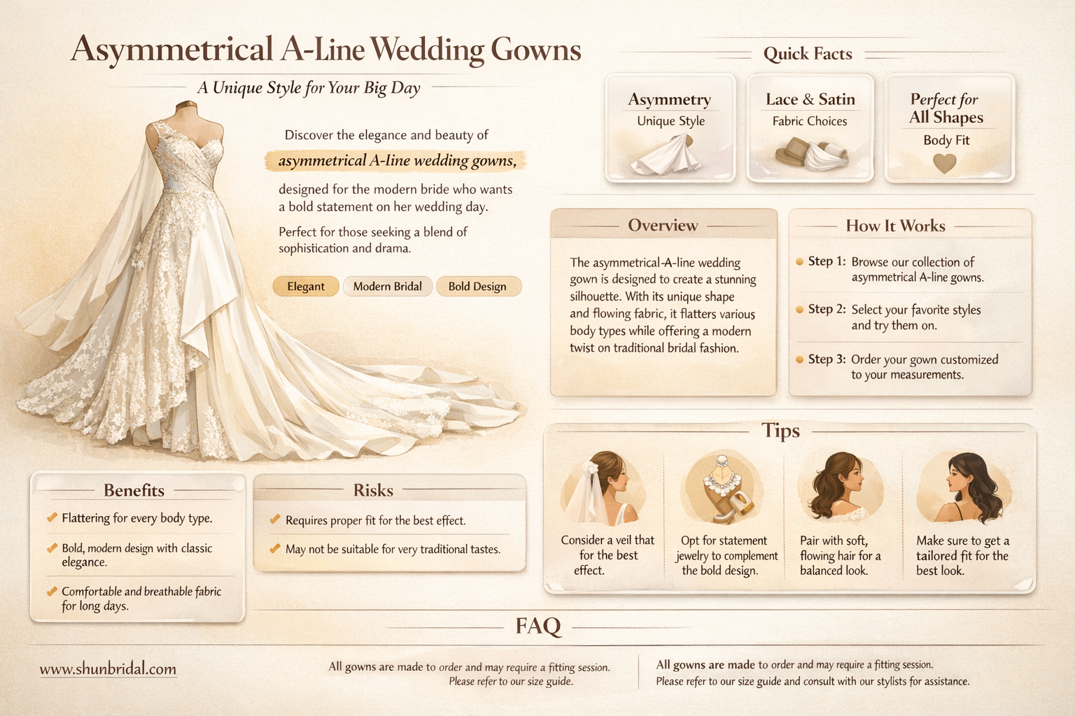 a-line asymmetrical wedding dresses