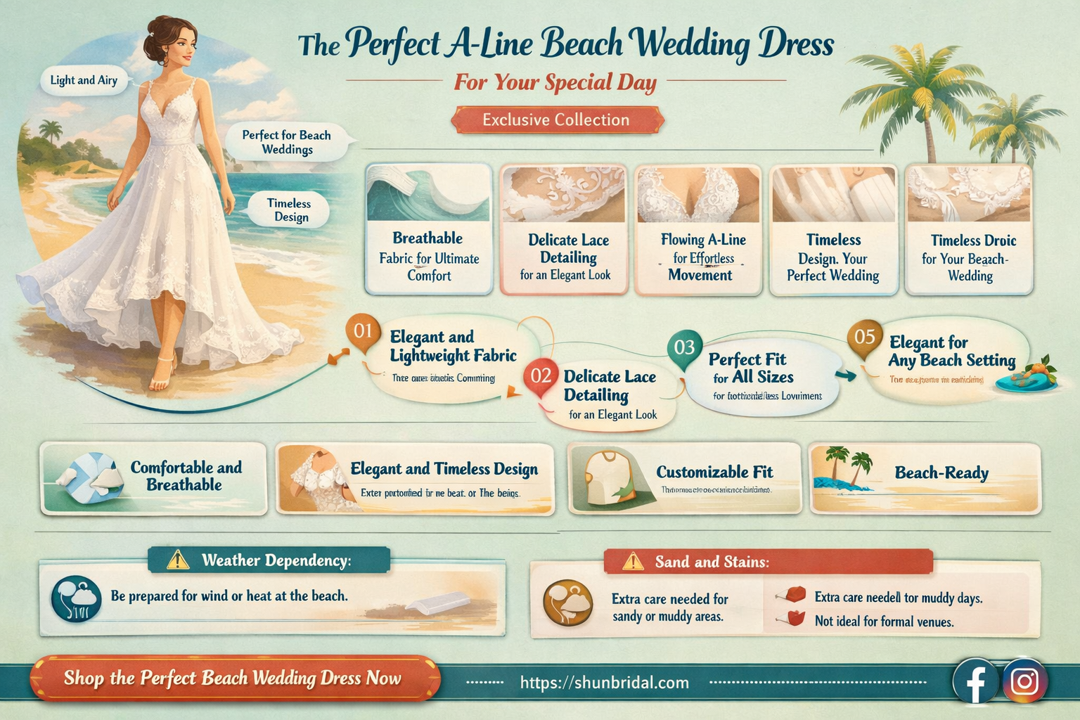 a-line beach wedding dress