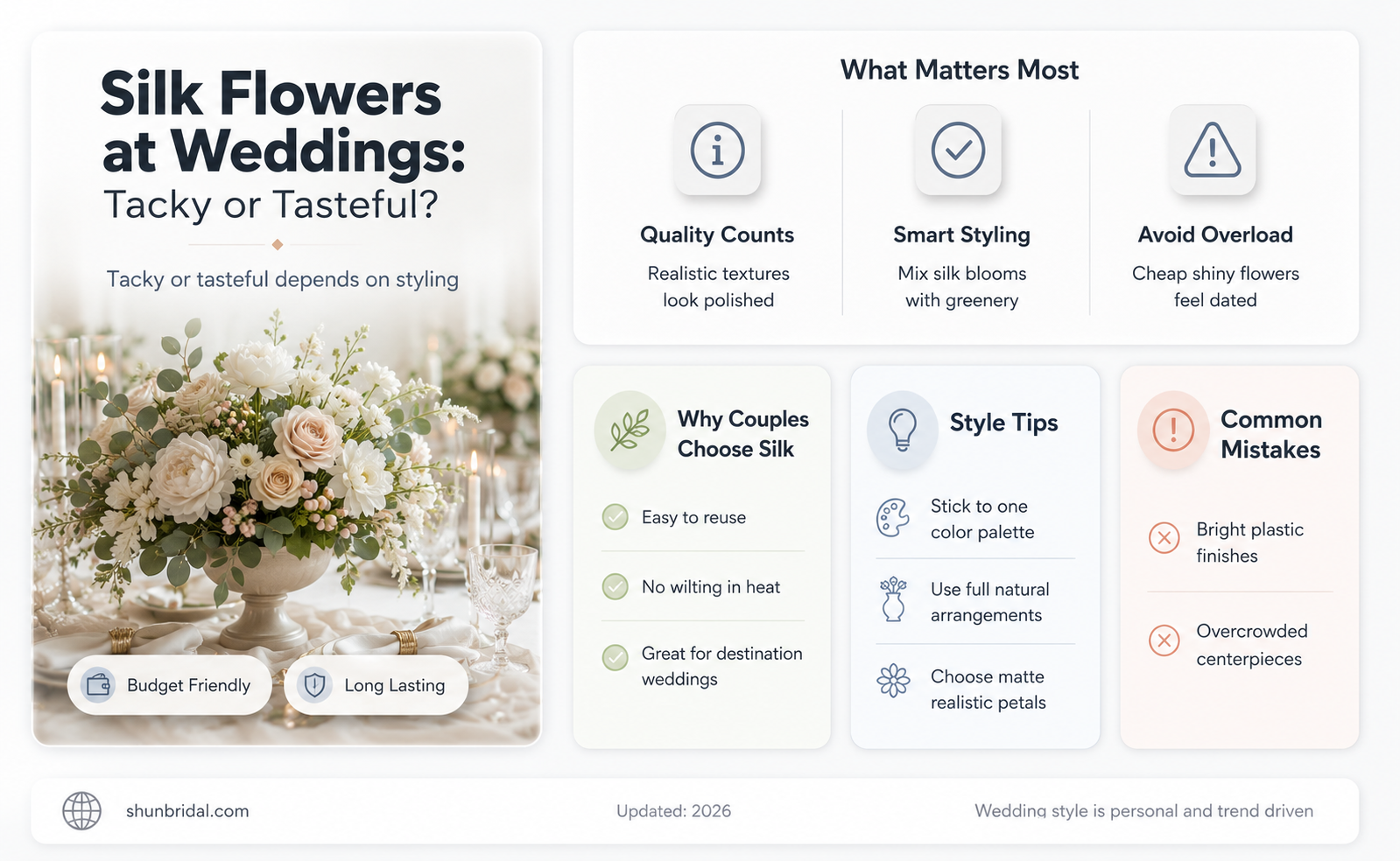 are silk flowers for a wedding tacky