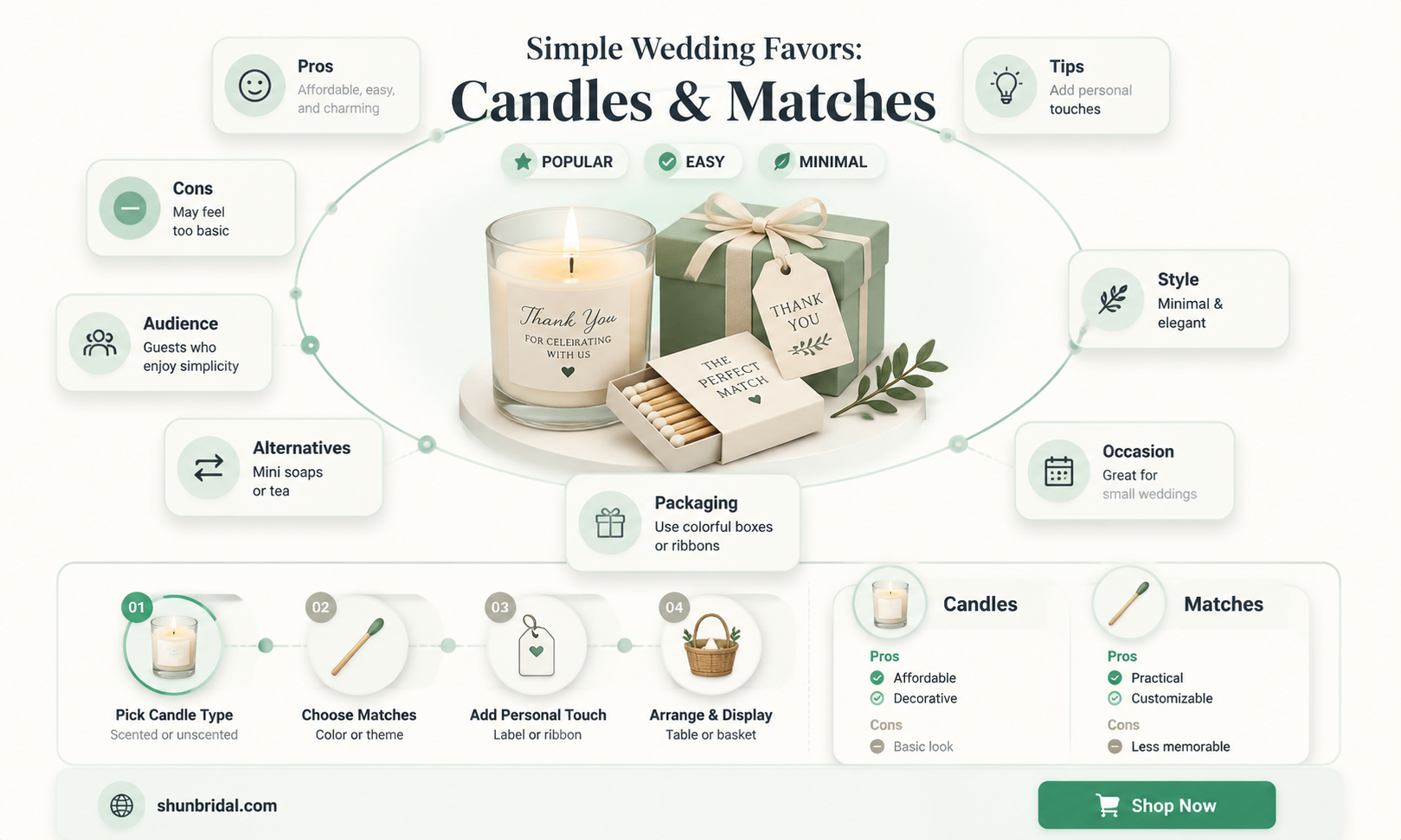 are candles and matches for wedding favors too simple