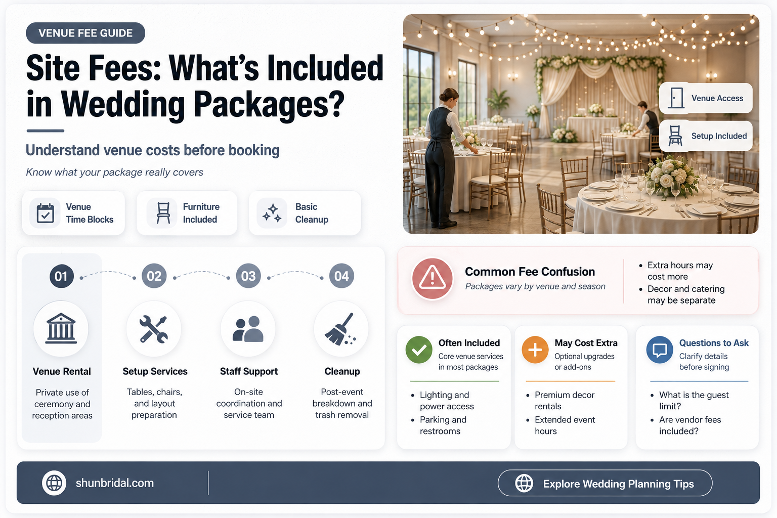 are site fees usually included in wedding packages