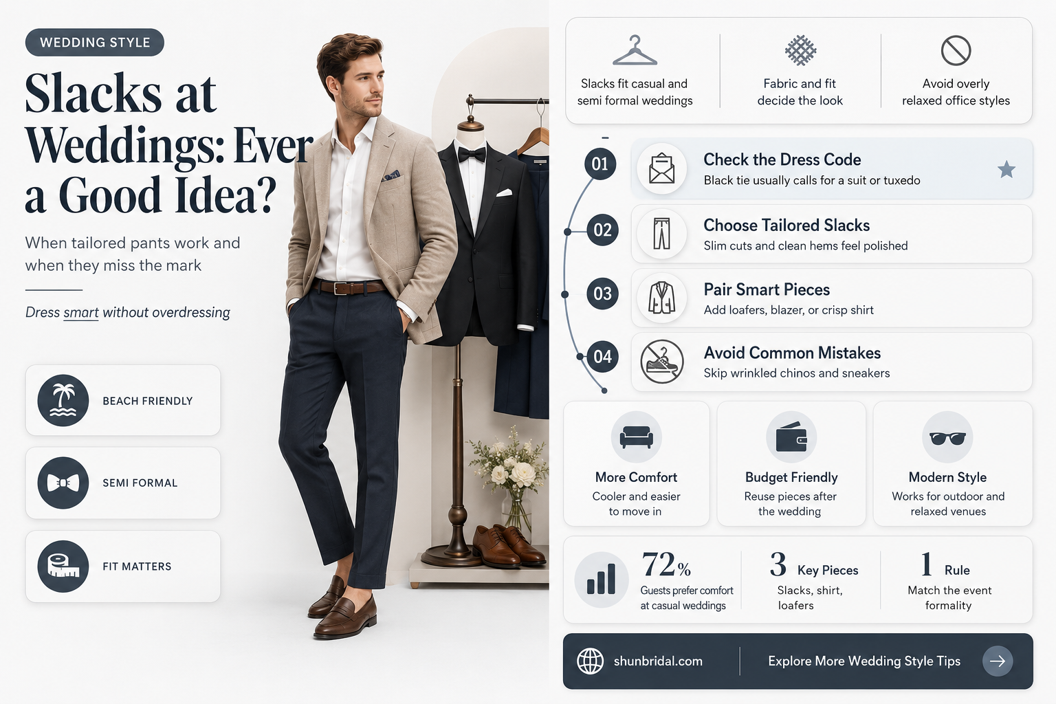 are slacks appropriate for a wedding