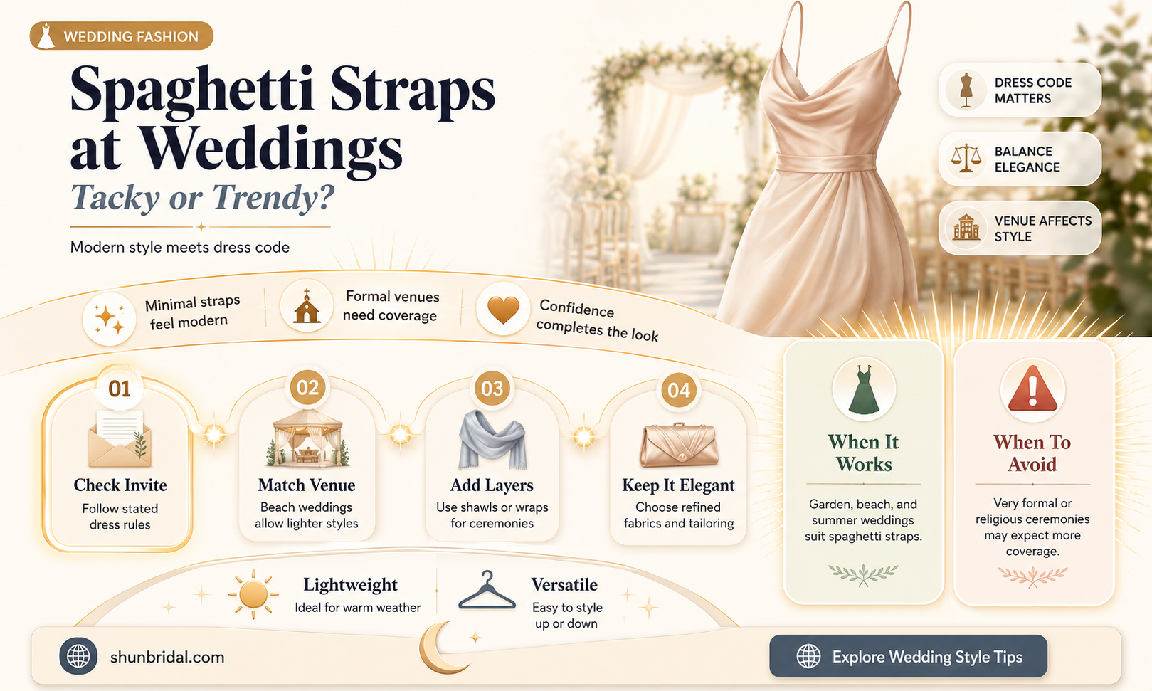 are spaghetti straps appropriate for a wedding