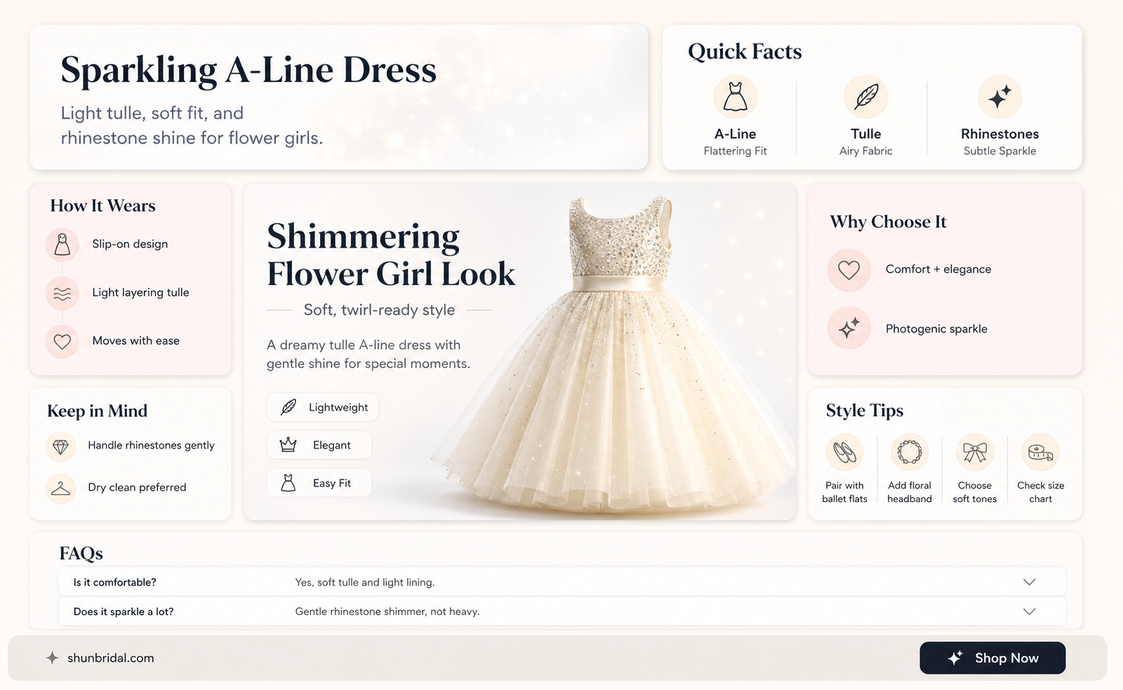 a-line rhinestone tulle flower girl dress