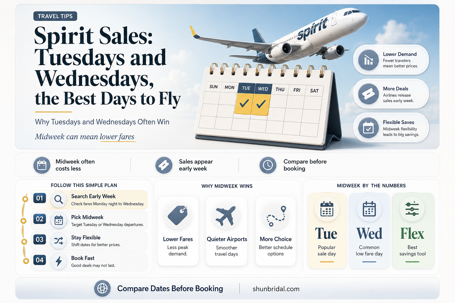 are spirit sales only on tues wed flights