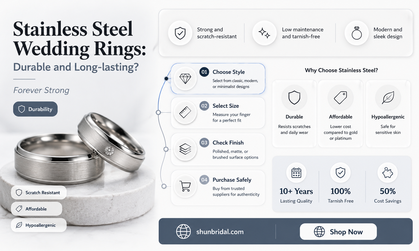 are stainless steel wedding rings durable