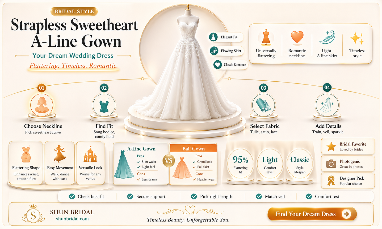 a-line princess strapless sweetheart chapel train taffeta wedding dress