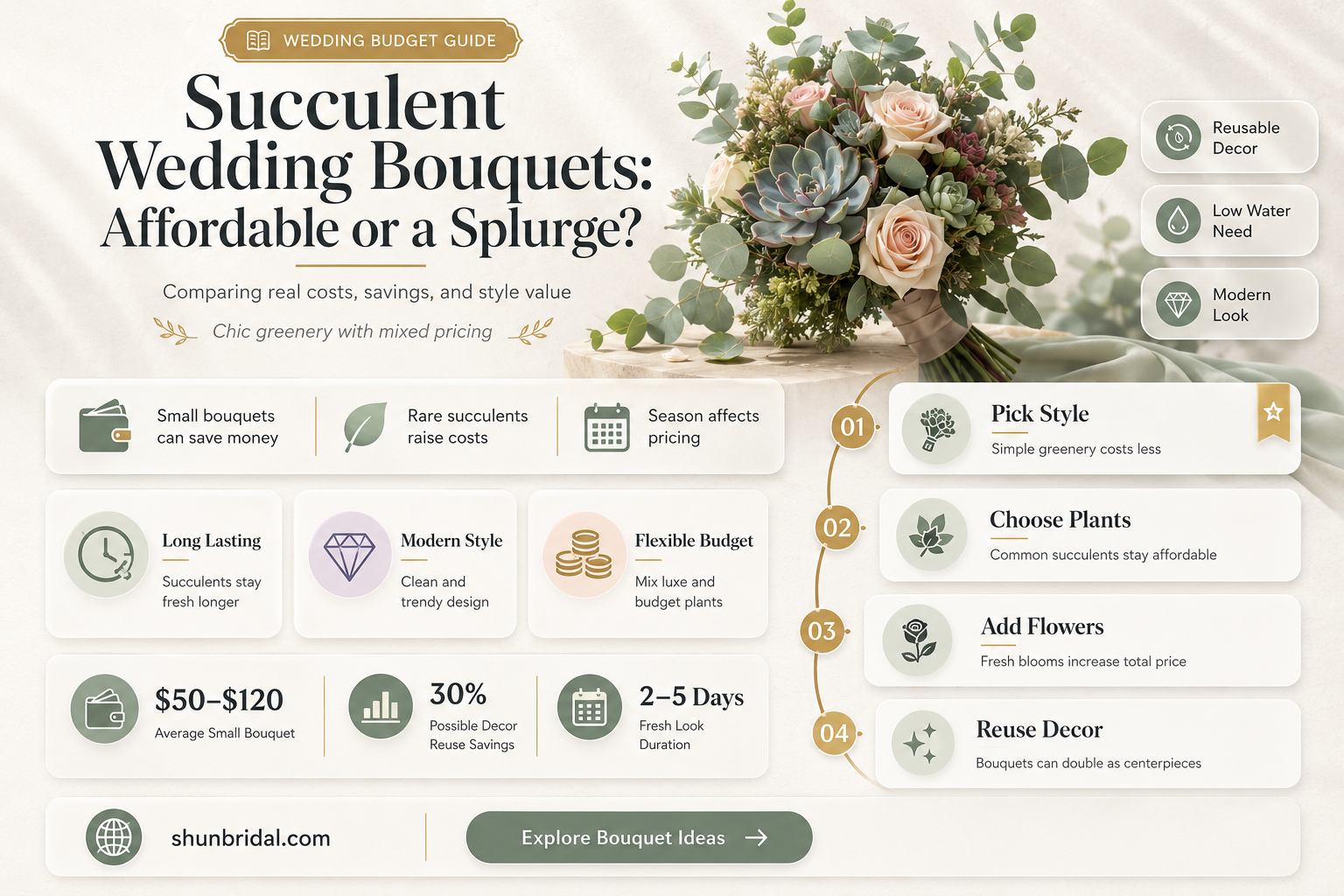 are succulent wedding bouquets expensive