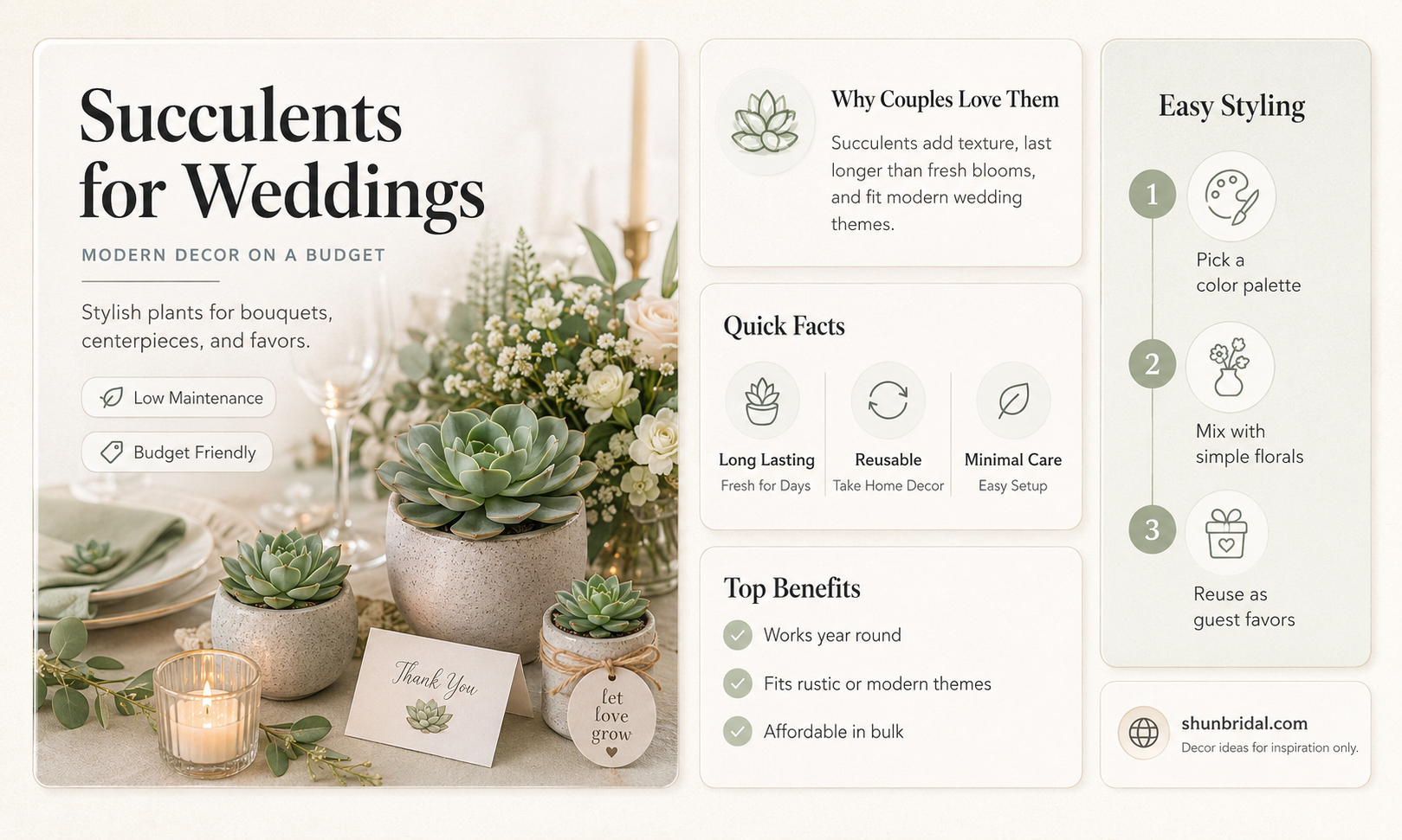 are succulents expensive for weddings