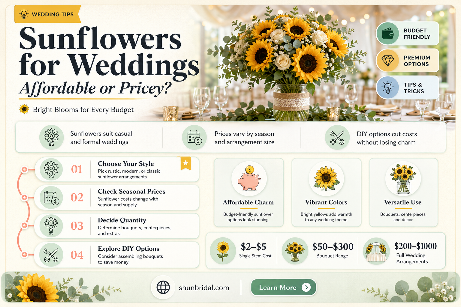 are sunflowers expensive for weddings