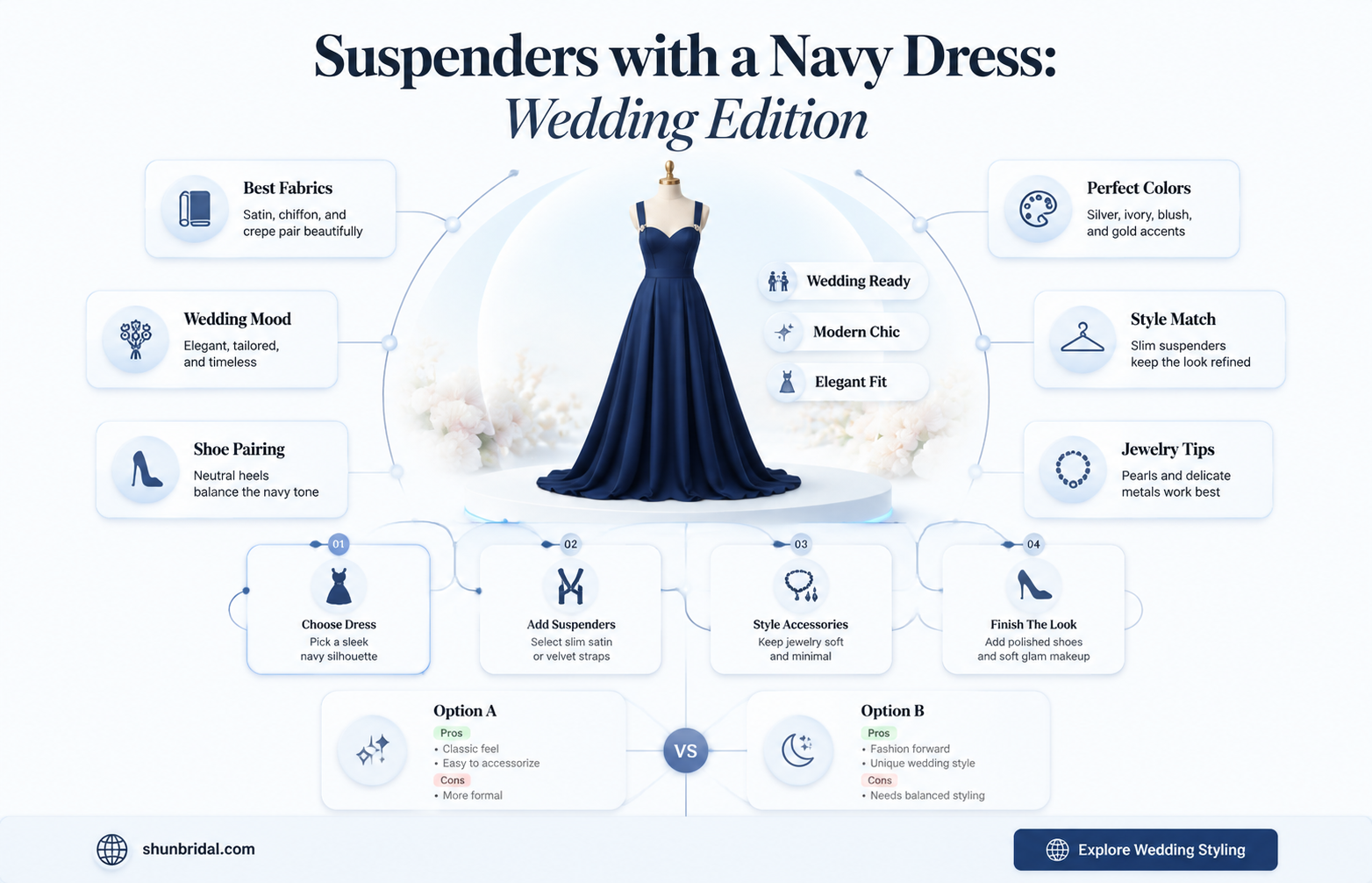 are suspenders required with navy dress for wedding