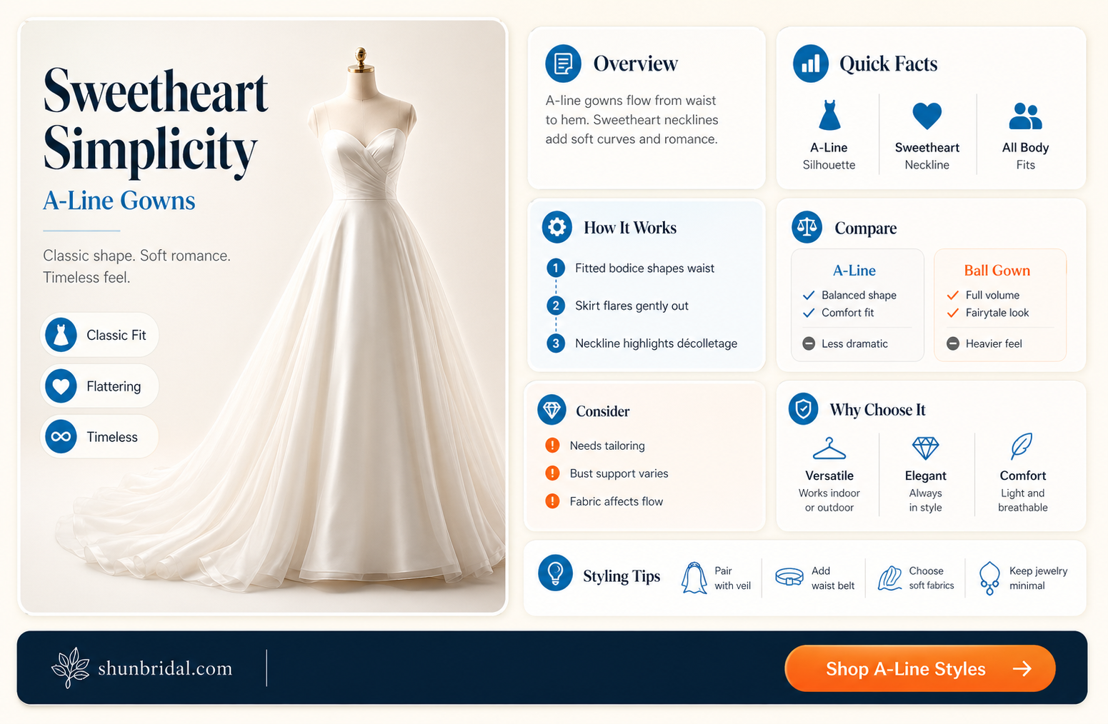 a-line sweetheart neck simple wedding dresses