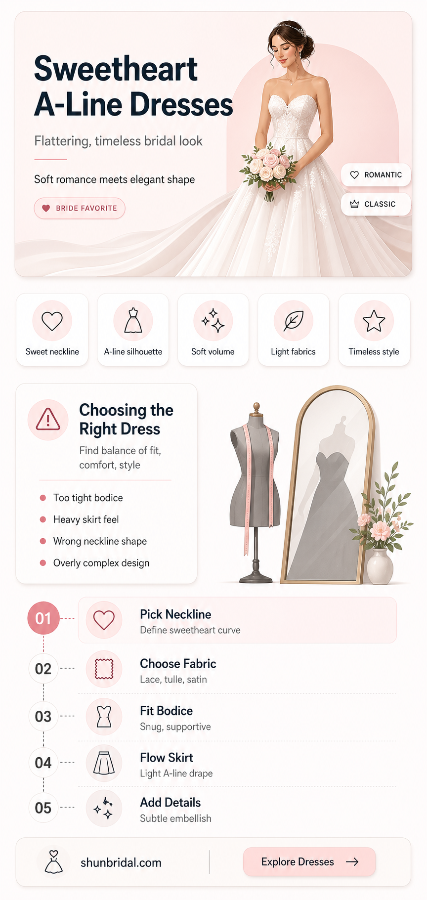 a-line sweetheart wedding dress