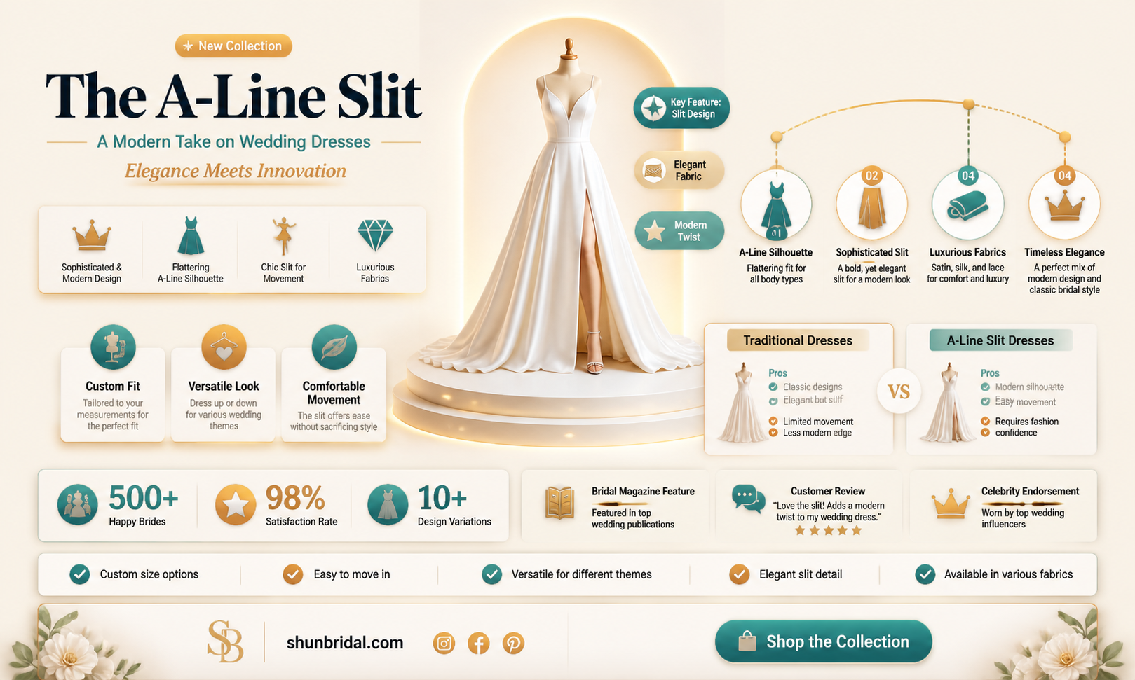 a-line wedding dress with slit