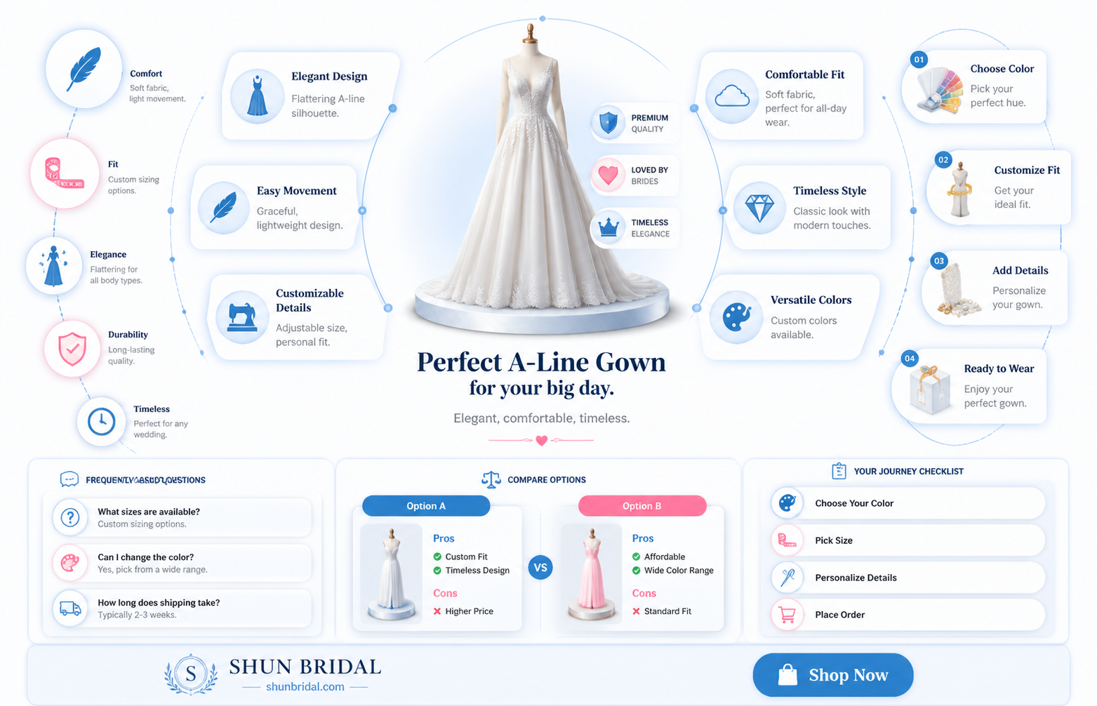 a-line two piece wedding dress