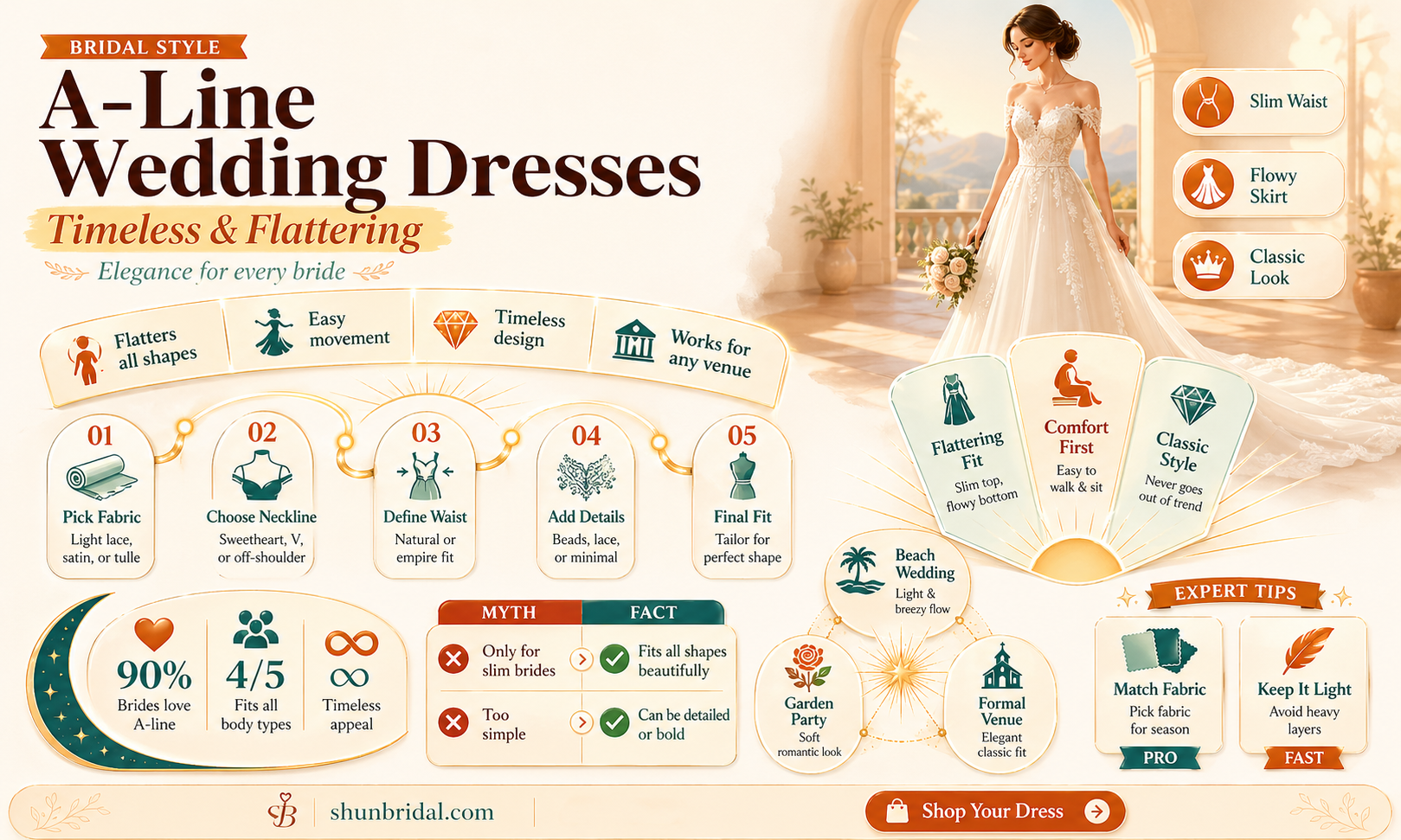 a-line wedding dresses off the sho