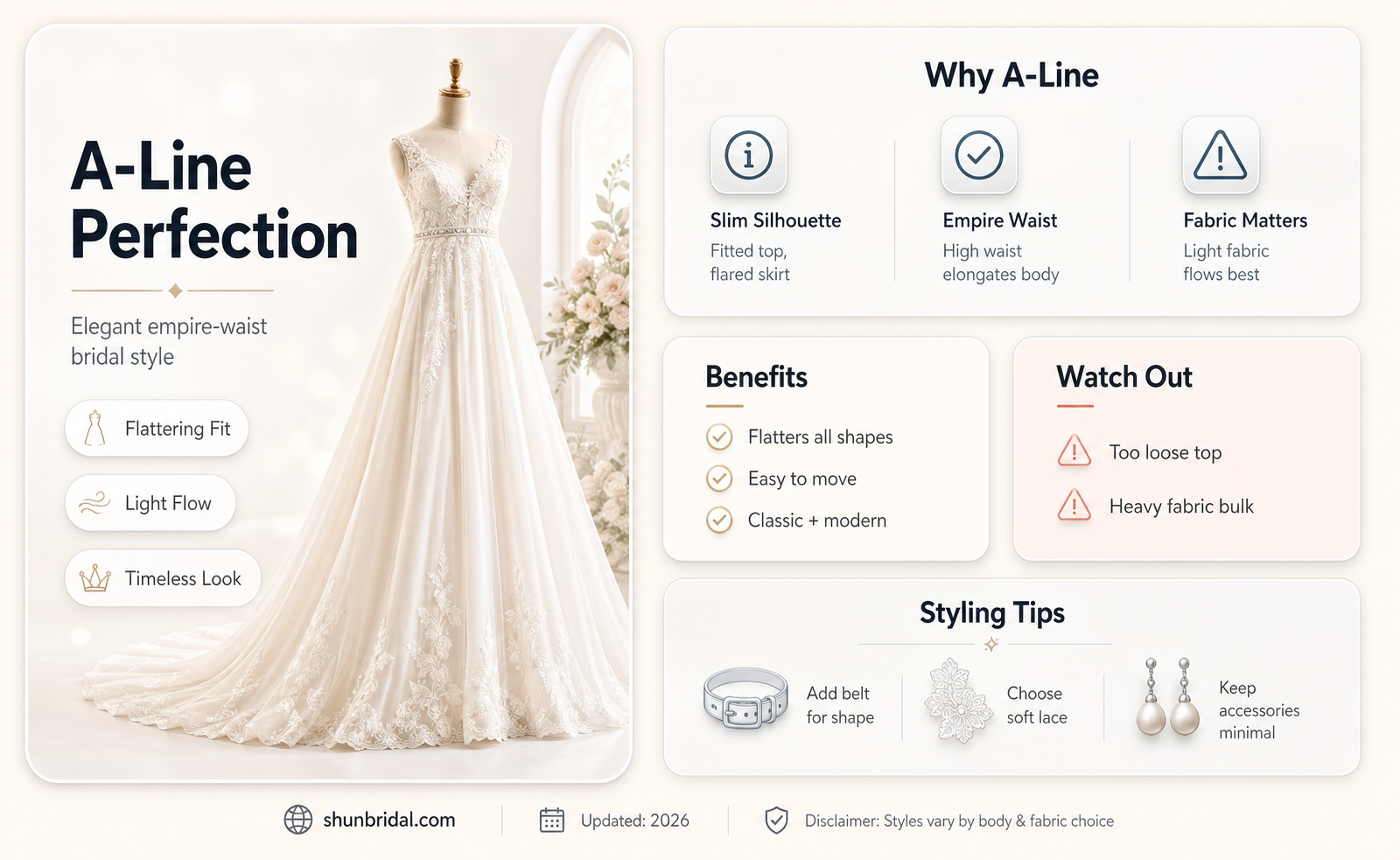 a-line empire waist wedding dress