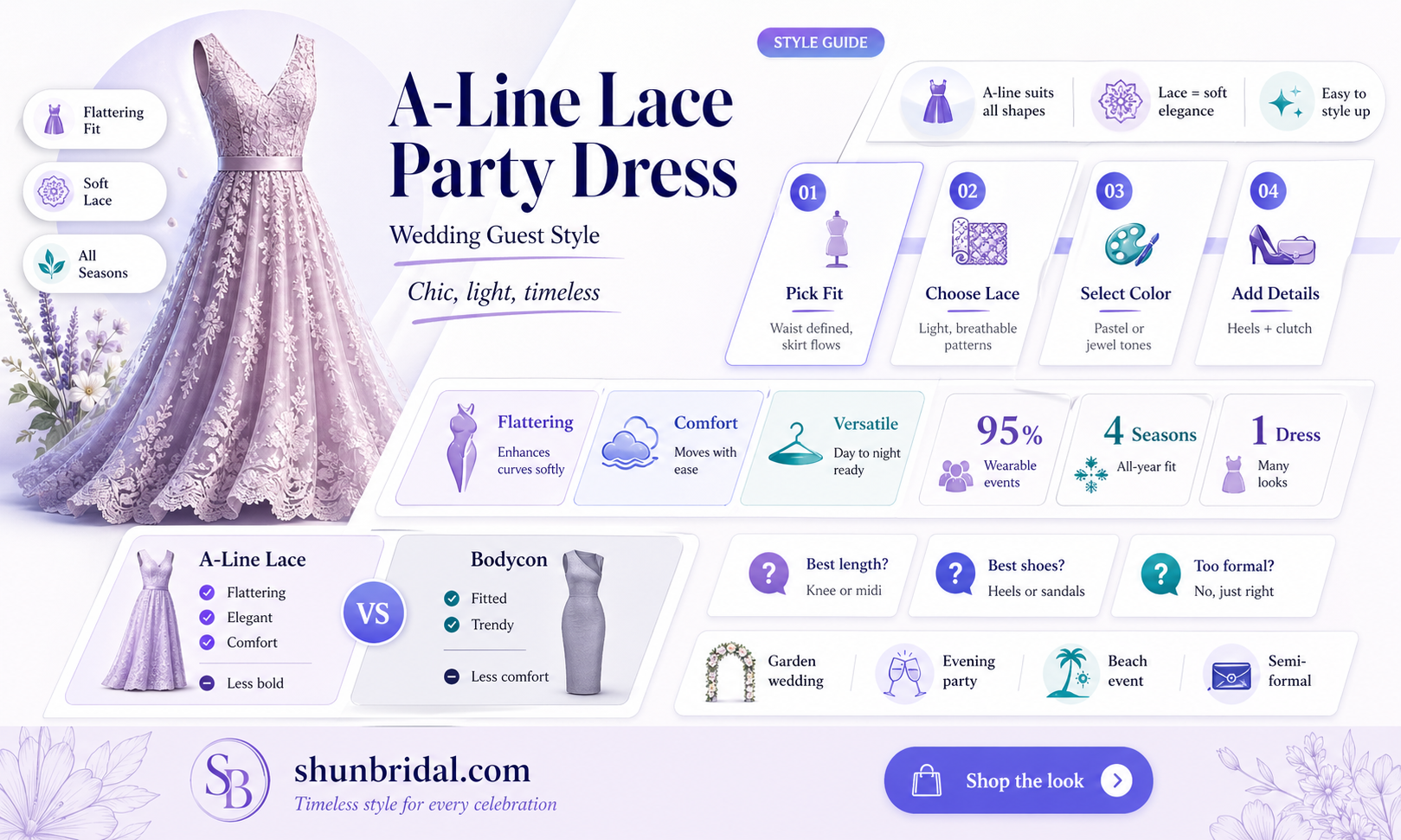 a-line short lace wedding-guest party dress